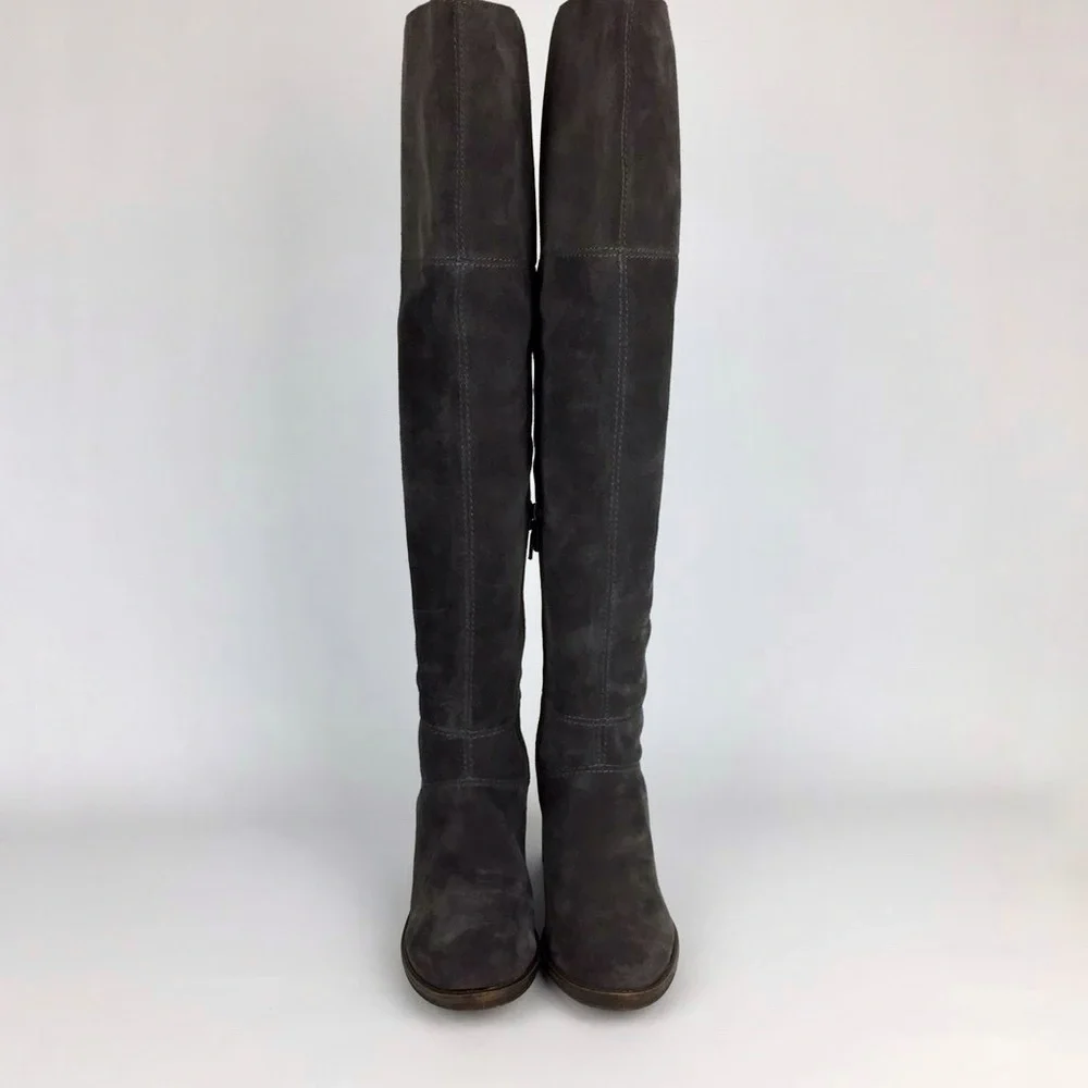 Lucky Ramsden Gray Suede Over the Knee OTK Heeled Boot 6